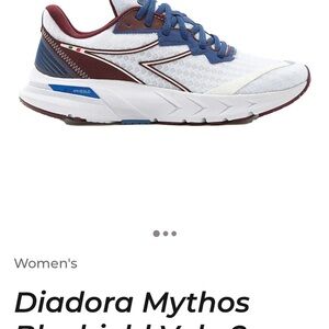 Diadora Mythos Blushield Volo 2 Sneakers - White, navy and Burgundy 7.5
